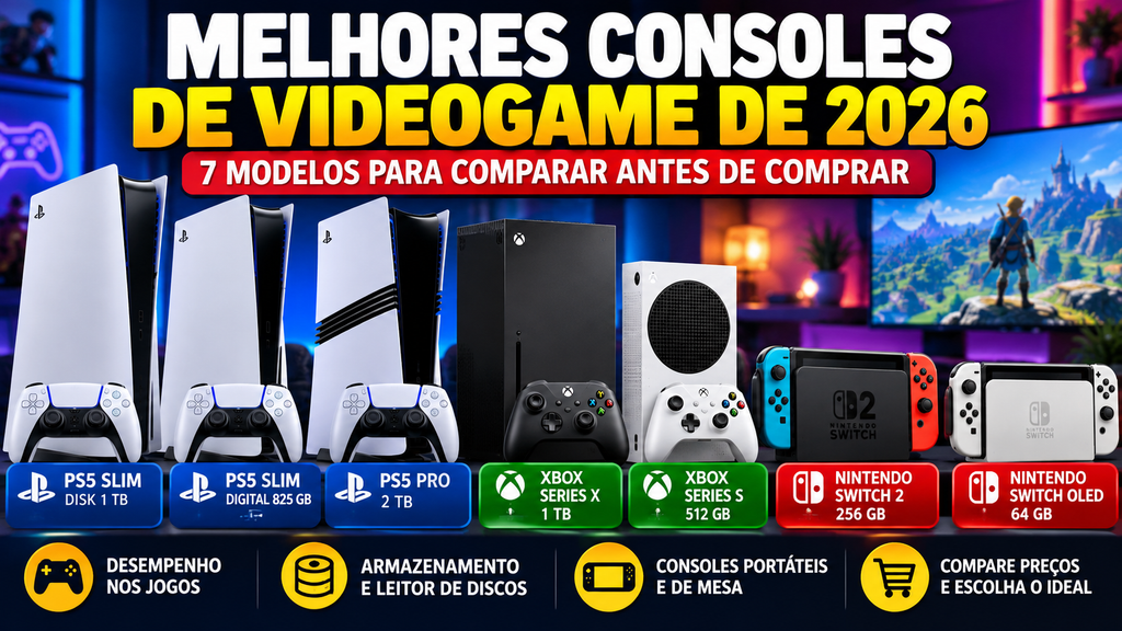 Melhores consoles de videogame de 2026 com PlayStation, Xbox e Nintendo Switch