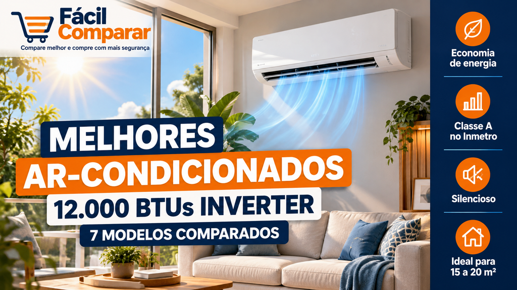 Ar-condicionado split instalado em sala moderna, ilustrando o comparativo dos melhores ar-condicionados 12.000 BTUs inverter