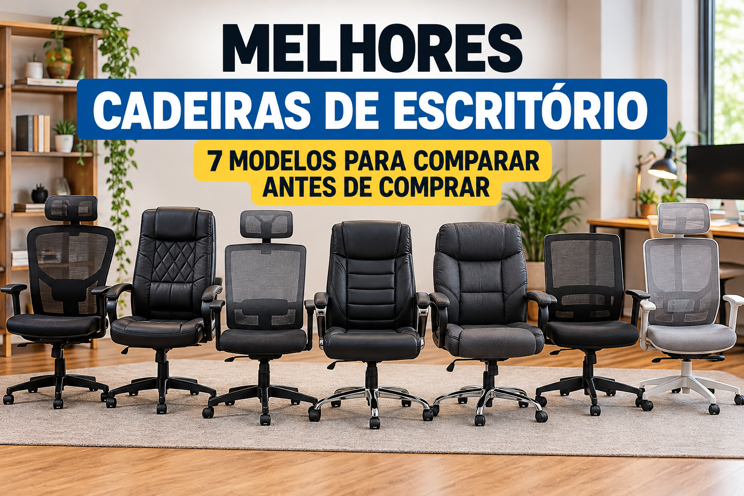 Comparativo das melhores cadeiras de escritório com sete modelos de diferentes estilos para trabalho e home office.