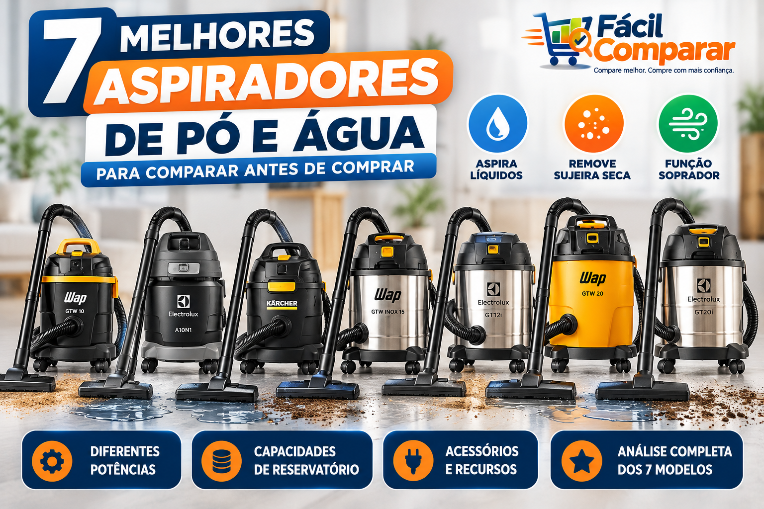 Melhores aspiradores de pó e água: comparativo de 7 modelos WAP, Electrolux e Kärcher